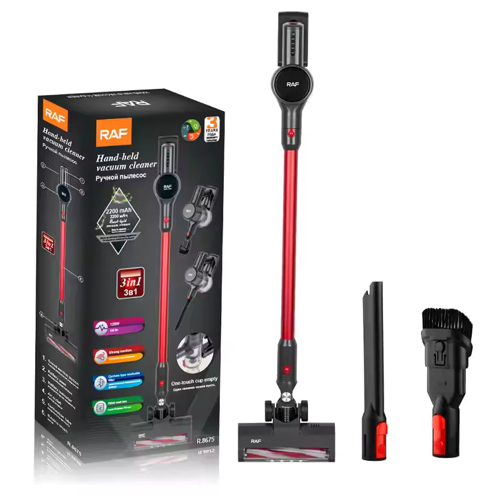 Aspiradora Vertical 3 em 1 RAF Sem Fio – Portátil, Leve e Recarregável