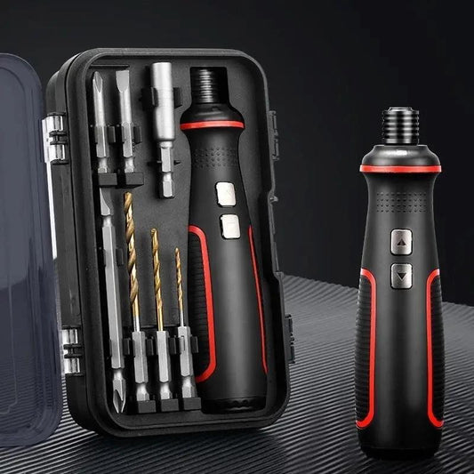 Chave de Fenda Elétrica Multifuncional com Kit de Bits e Brocas